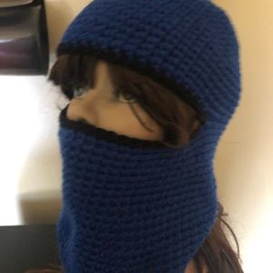 Full Face Ski Mask cuff it up to Wear as a Beanie  Adult Size  Black on Blue